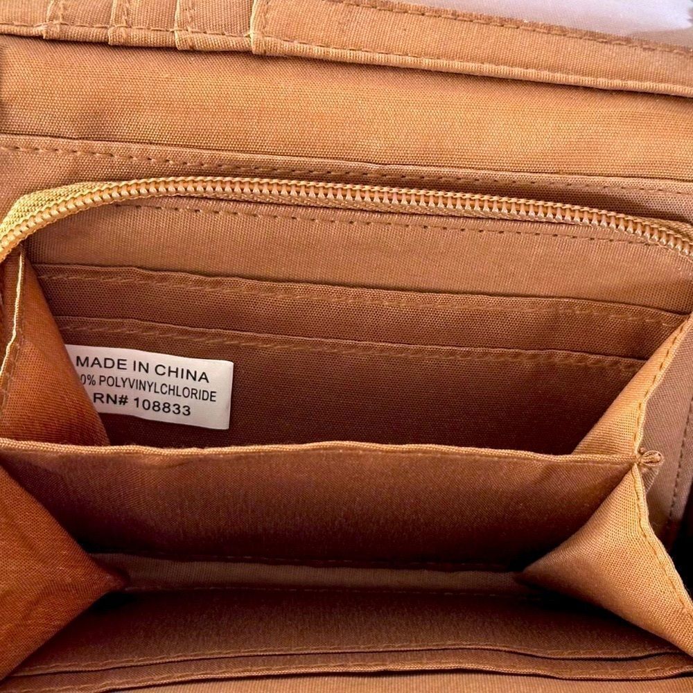 ROSETTI Black and Tan Crossbody Purse Removable Strap Clutch Gold Accents - Picture 9 of 13